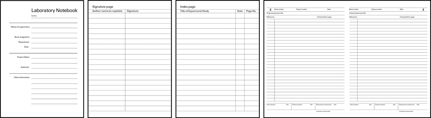 Code D60: A4 laboratory notebook – soft cover, 56 pages, 8mm ruled line spacing with left-hand margin