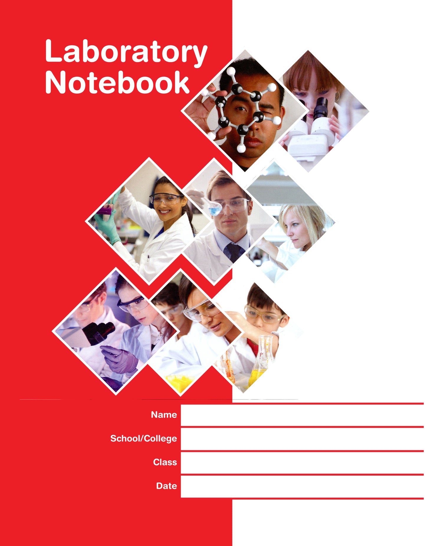 Code S01: A4 laboratory notebook for schools – hardback, 100 numbered leaves in duplicate printed on NCR paper with 6mm ruled line spacing
