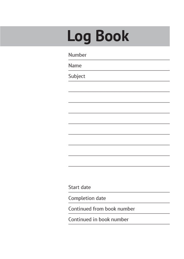 Code C01: A4 log book – hardback, 208 pages, 8mm ruled line spacing