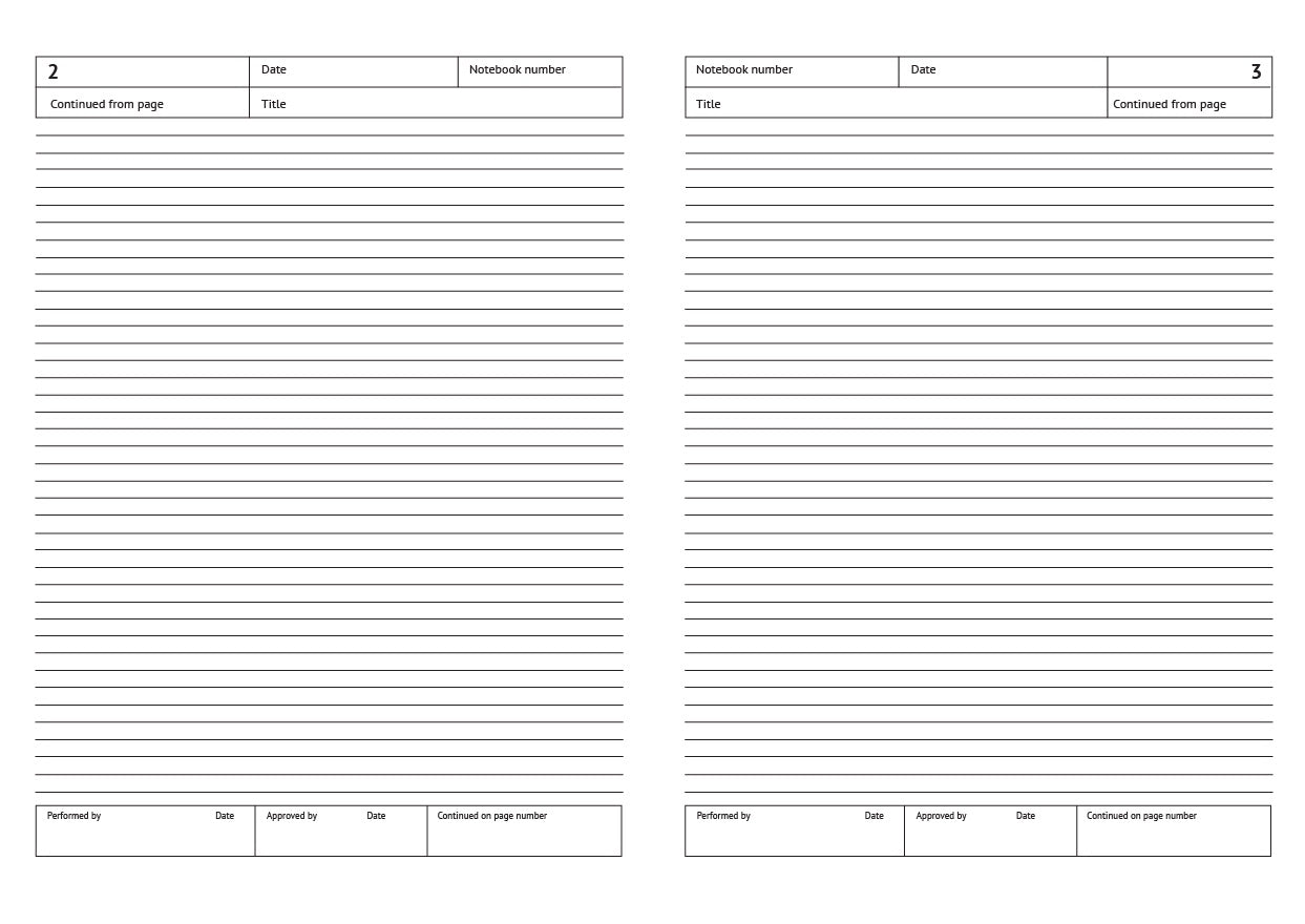 Code D20: A4 laboratory notebook – soft cover, 112 pages, 6mm ruled line spacing