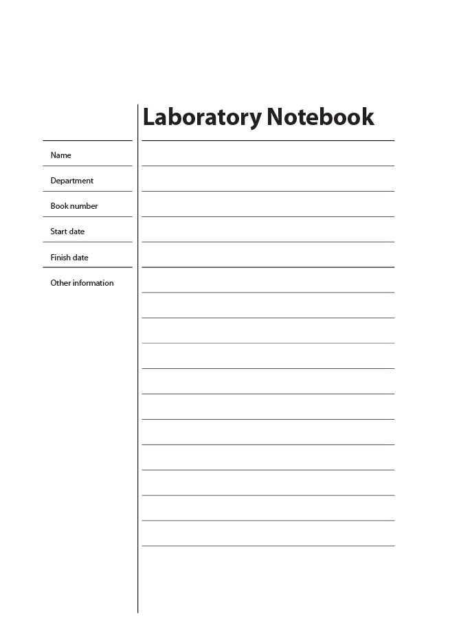 Code A50: A4 laboratory notebook – hard cover, 104 pages. Left-hand page: 2mm graph paper grid with left-hand margin, right-hand page: 8mm ruled line spacing with left-hand margin